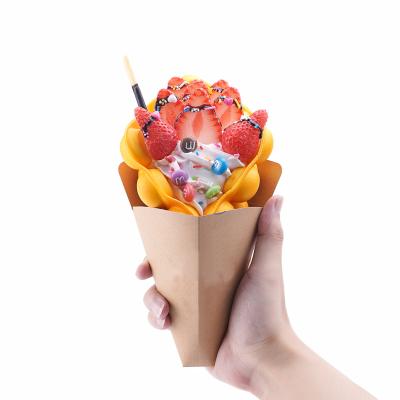 China Recycled Materials Bubble Waffle Stand Style Ice Cream Box Packing Cone Packaging Hong Kong Egg Crepe Paper Leakproof Board Paper Food 17.4*17.2 for sale