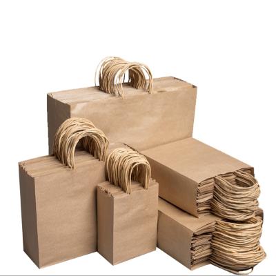 China Recycled Paper Bags Recyclable Material 120gsm Brown Materials KW260 Kraft Paper With Rope Handle Wholesale China for sale