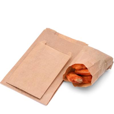 China KW022 Materials Factory Price Standrad Five Size Recycled Kraft Paper Food Disposable Bag With Logo for sale