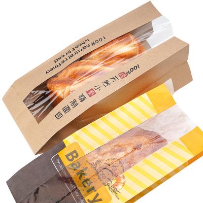 China Recycled Materials Toast Paper Bag Sandwich Bakery Bread Kraft Paper Bag With Window for sale