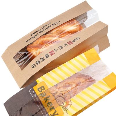 China Disposable Automatic Machine Make Paper Bag Food Grade Biodegradable Disposable Bread Packaging Bag With Window for sale