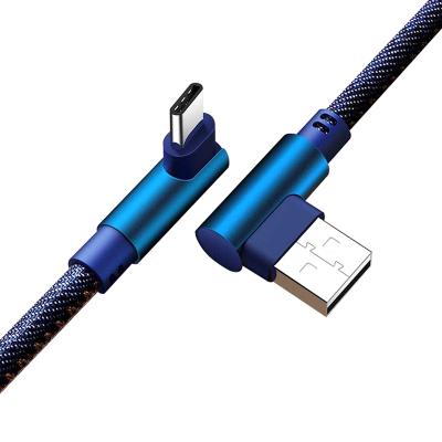 Китай 5V 2.4A USB Type-C Fast Charging 90 Degree USB C Cable Denim Braided Data Cord For Samsung/Huawei/Xiaomi/OPPO продается