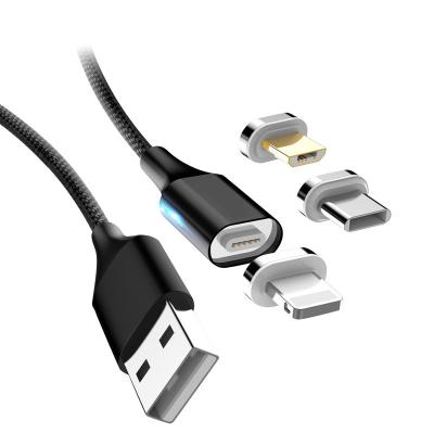 China Strong Magnetic Charging Data Sync Cable PUJIMAX 3 in 1 Fast Type C/Micro USB/8 Pin Data Led USB Cable Magnetic Phone Charging Charging Line for sale