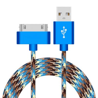 Китай 5V 2A Factory direct sales nylon braided 2A 30 pin USB data cable fast charging 30pin i phone 4 data line 4s продается