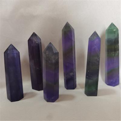 China New Coming China Products 9-13CM Hand Carved Crystal Purple-Green Fluorite Point and Natural Rounds for Decoration for sale