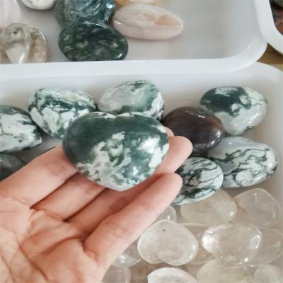 China China Wholesale New Products Natural Moss Agate Crystal Love Hearts For Gift Or Decoration for sale