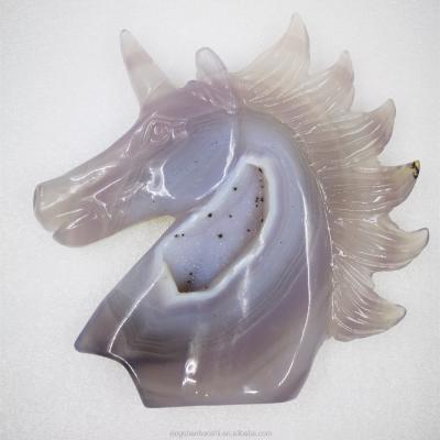 China China High Quality Natural Hand Carved Agate Geode Crystal Unicorn Agate For Home Decoration for sale