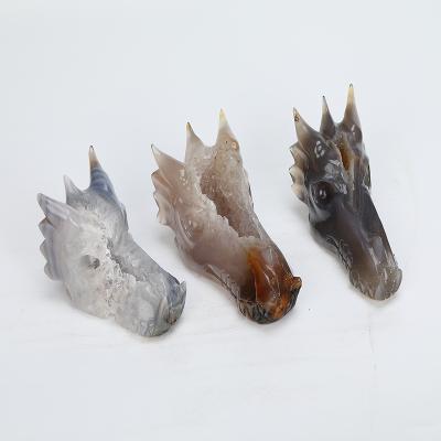 China Reliable China Quality Carved Crystal Agate Dragon Geode Dragon Agate Dragon Head for sale