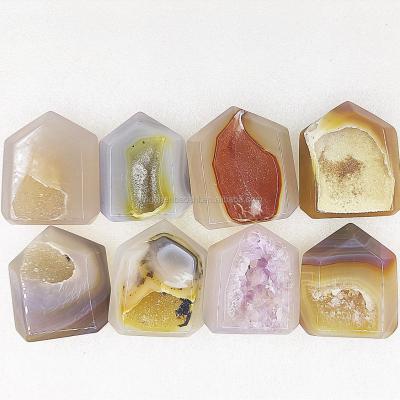 China Hot Wholesale High Quality Natural Hand Carved Agate Crystal Little Pillar Agate Geode From China For Home Decoration for sale