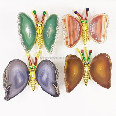 China China Wholesale Natural Colorful Butterfly Crystal Agate Decoration Agate Slice for Gift and Decoration for sale