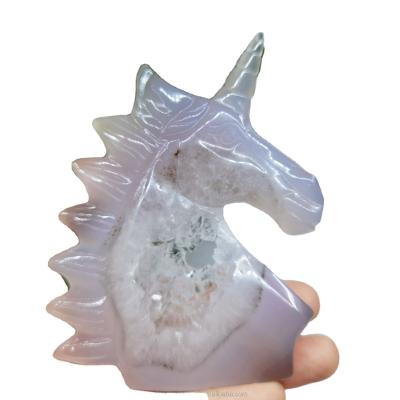 China Wholesale High Quality Natural Hand Cut Agate Crystal Small Unicorn Agate Geode From China For Home Decoration for sale