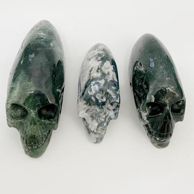 China China Hot Selling High Quality Hand Carved Water Grass Agate Skull Foreign Long Wholesale for sale