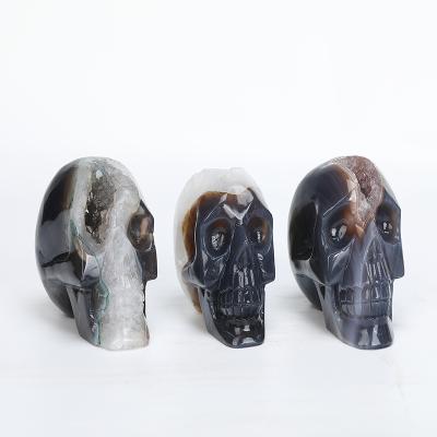 China China hot sale high quality crystal skulls hand carved agate geode skulls for feng shui decoration for sale