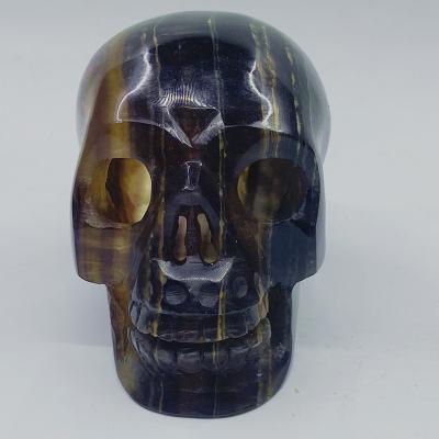 China China Hot Sale High Quality Hand Carved Skull Fluorite Stone Bone For Feng Shui Decoration for sale