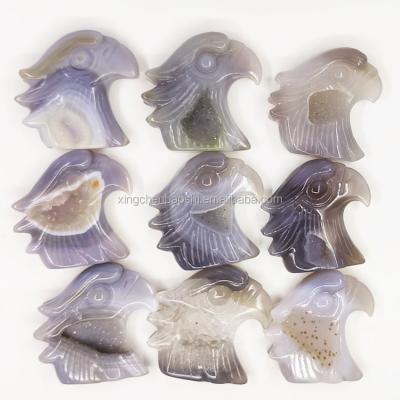 China China Wholesale High Quality Natural Hand Carved Agate Crystal Small Eagle Head Agate Geode For Sale for sale