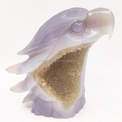 China China Hot Sale Super Quality Natural Hand Carved Geode Agate Eagle Head Crystal Agate For Decoration for sale