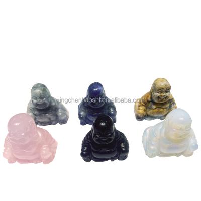 China China Natural Stones Crystal Crafts Healing Crystals Souvenir Crystals 1.5 Inch Feng Shui Quartz Stones Agate Buddha Head Gemstone Wholesale for sale