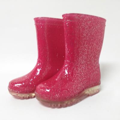 China Lightweight Kids Glitter Lit Red PVC Rain Boots for sale