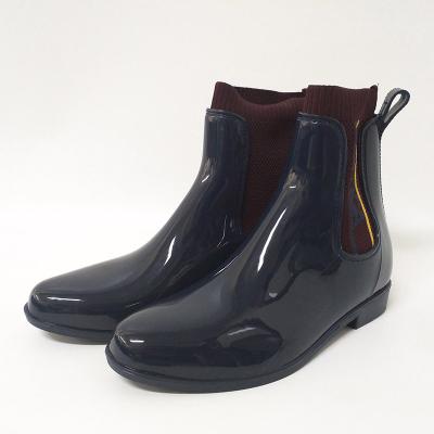 China Fashion Trend Navy Garden Women PVC Elastic Rain Boots for sale