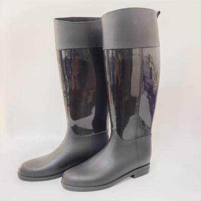 China Fashion Waterproof Women Black PVC Riding Boots for sale