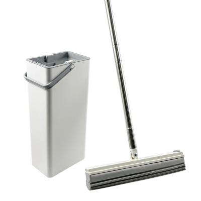 China 2022 New Design Sustainable Floor Swivel Floor Dry Mop and Squeegee Bucket Set PVA Hands Free Lazy Mop for sale