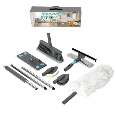 China New Sustainable 7-in-1 Household Cleaning Kit Flat Mop /Broom /microfiber Cloth Window Wiper/Scrub Sponge And Brush for sale