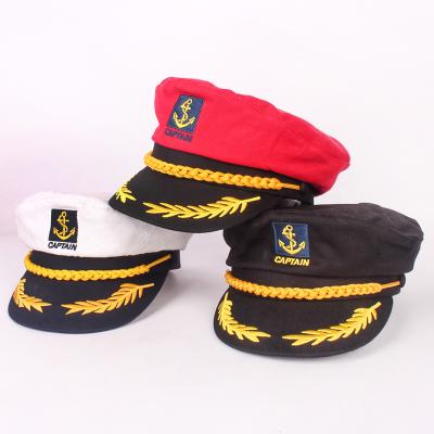 China Comfortable flat surface uniform hat European and American military hat customized white children's navy hat captain sailor hats for sale