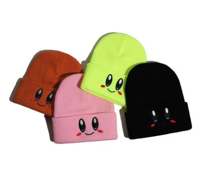 China New Sales COMMON Fashionable Winter Warm Kids Knitted Cute Knitted Beanie Hat Candy Colors Embroidery Beanie Hat For Kids for sale