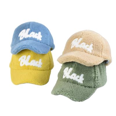 China COMMON Candy Colors Lovely Lamb Wool Baseball Caps Cute Warm Hat Outdoor Sports Casual Hats For Kids Children for sale