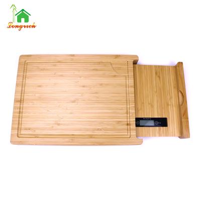 China Sustainable Bamboo Cutting Board Digital Scale Food Board With Removable Bamboo Kitchen Scale Chopper for sale