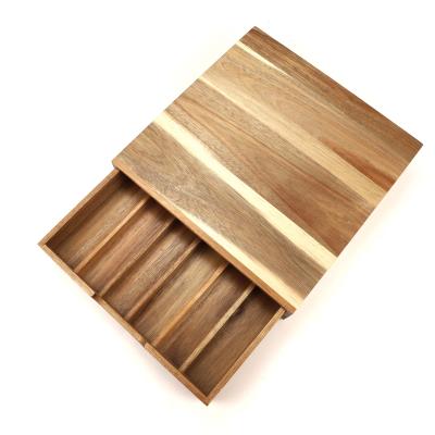 China Expandable Natural Bamboo Viable Cutlery Tray Bamboo Kitchen Drawer Silverware Organizer for sale