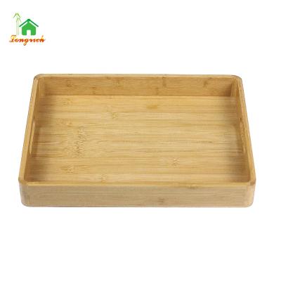 China Bamboo Serving Tray Party Wooden Bed Food Tray With Handles For Dinner Tea Breakfast 38*28*5cm for sale