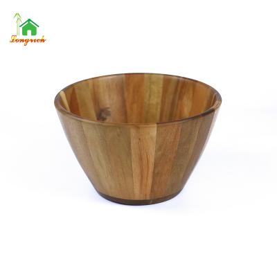 China Large Sustainable Acacia Round Serving Bowl Unique Bamboo Salad Bowl For Salad And Fruit for sale