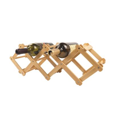 China Sustainable Foldable Wooden Bamboo Wine Bottle Rack With 6 Slots Bottle Rack And Storage for sale