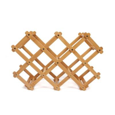 China Sustainable Foldable Wooden Bamboo Wine Bottle Rack With 12 Slots Bottle Rack And Storage for sale