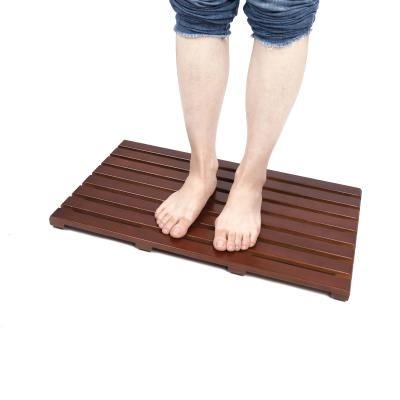 China Sustainable 100% Natural Bamboo Non-Slip Rectangular Bathroom Shower Bath Mat Duck Board Spa for sale