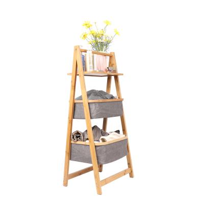 China Contemporary Bamboo Laundry Hamper Sorter Trolley Folding Laundry Hamper Storage for sale