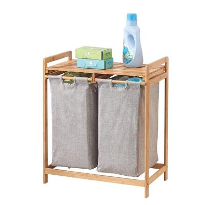 China Modern Dirty Cloth Laundry Bag Basket Bamboo Folding Sorter Basket With Lid for sale