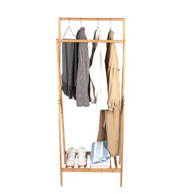 China CLASSIC Natural Bamboo Towel Rack Foldable Clothes Rack Hanger For Living Room for sale