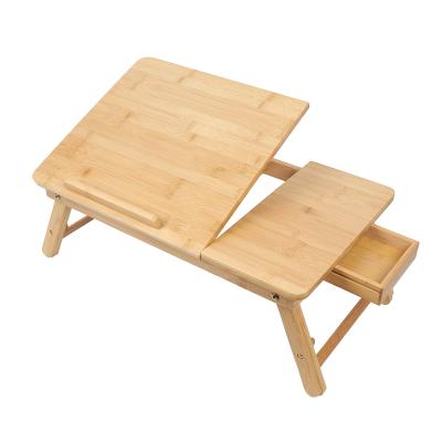 China Bamboo Bed Tray Table Top Drawer (Height) Adjustable Natural Bamboo Laptop Desk for Home, Office, for sale