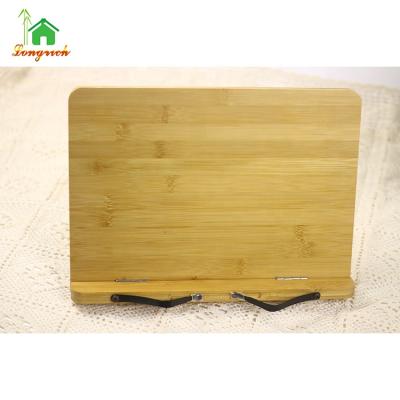 China Adjustable Book Reading Laptop Stand Foldable Bamboo Wooden Cook Stand Eco-friendly Natural Bamboo for sale