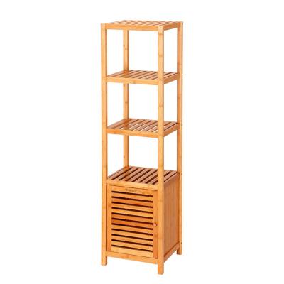 China Sustainable Multifunctional Organic Bamboo Shelf Organizer Bamboo Bathroom Storage Rack for sale