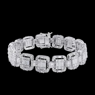 China Hiphop Hip Hop Jewelry Iced Out 925 Sterling Silver Cubic Zirconian Tennis Bracelets Wand Bracelet for sale