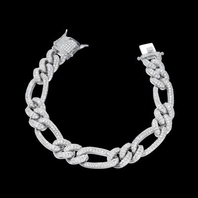 China Hiphop Miami Hip Hop Jewelry Zircon Stones 12mm 14k Gold Figaro Cuban Link Chain Anklet for sale