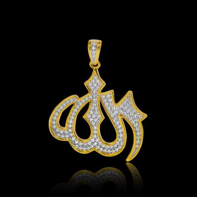 China 2021 Wholesale Hip Hop Bling Hip Hop Jewelry Women's Quran Gold Islamic Muslim Allah Pendants 18k CZ for sale