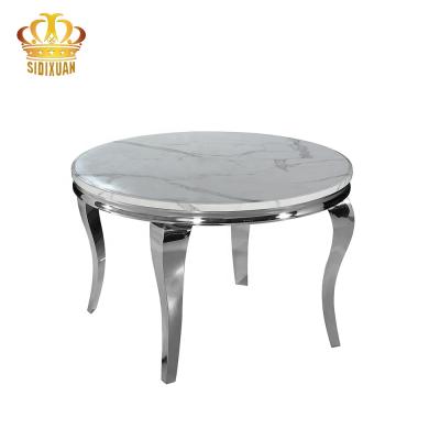 China 1 Dining Room Furniture Hot Selling Reasonable Price Round Table Top Stainless Steel Marble Glass Dining Table for sale