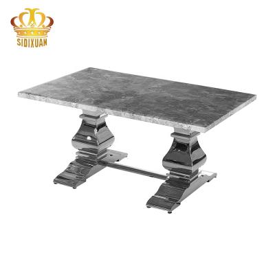 China 1 Professional Production Table Stainless Steel Home Dining Furniture Restaurant Luxury Marble Glass Top Dining Table for sale