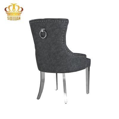 China 1 High Quality Durable Stainless Steel Modern Design PU Velvet Surface Leather Dining Room Furniture Restaurant Dining Chairs for sale