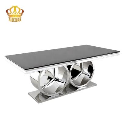 China 1 Polished Soft Modern Rectangular Marble Top Furniture / Glass Dining Room Table Sets for sale