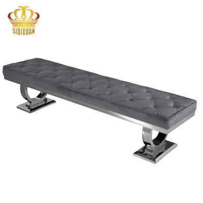 China 1 Factory Made Wholesale Modern Home Furniture Living Room Bench Dining Chair Stainless Steel Velvet Seating Long Bench for sale